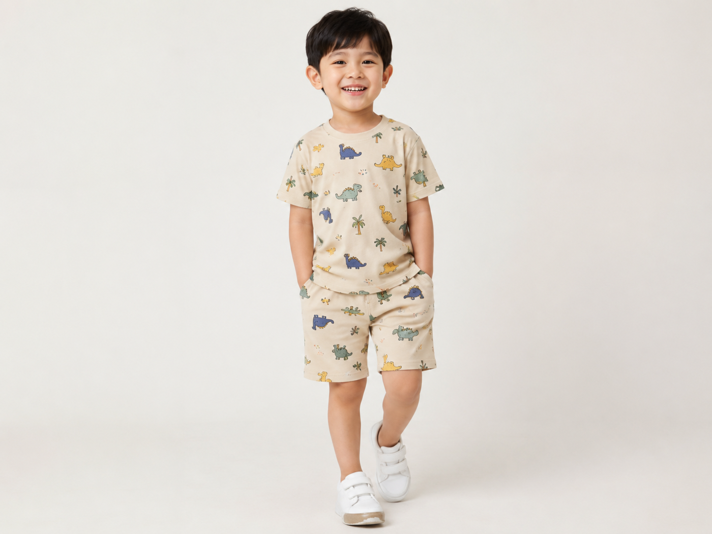 Setelan kaos anak motif dinosaurus grosir ready stock