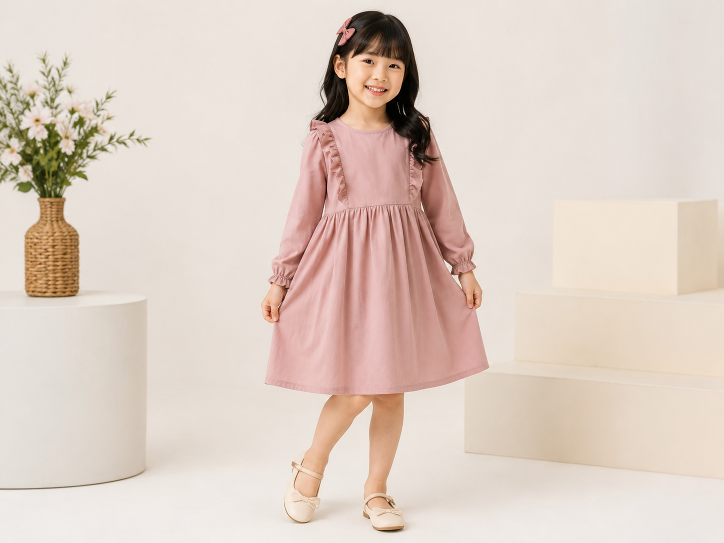 Dress anak casual harian warna pink grosir baju anak perempuan