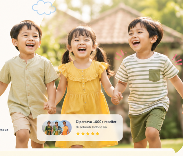 Anak-anak Indonesia memakai baju anak ready stock grosir dari BajuAnak.co.id